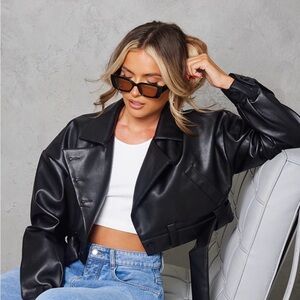 PrettyLittleThing Black Leather Jacket